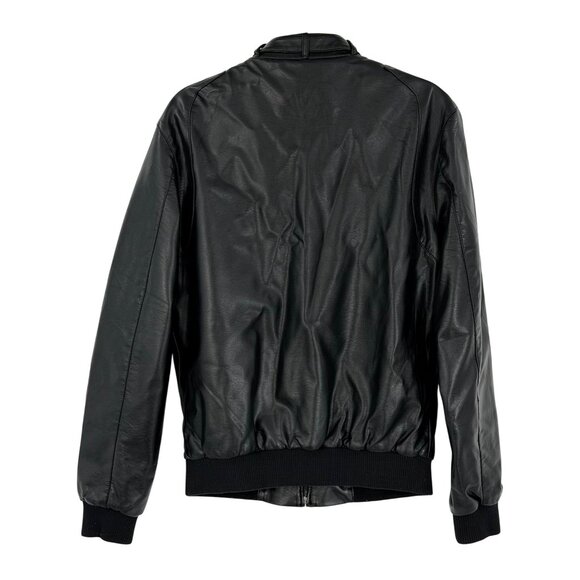 Members Only Men’s Black Faux Leather Moto Jacket | Edgy Biker Streetwear Grunge - Picture 6 of 16
